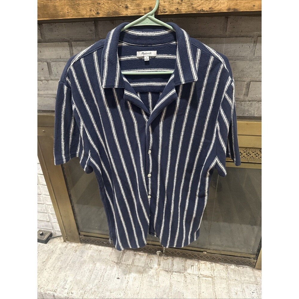 mens madewell polo Size Medium Navy W/ White Stripes